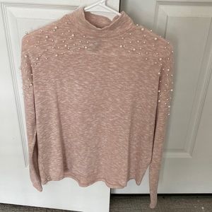 Light Pink Pearl Detailed Sweater